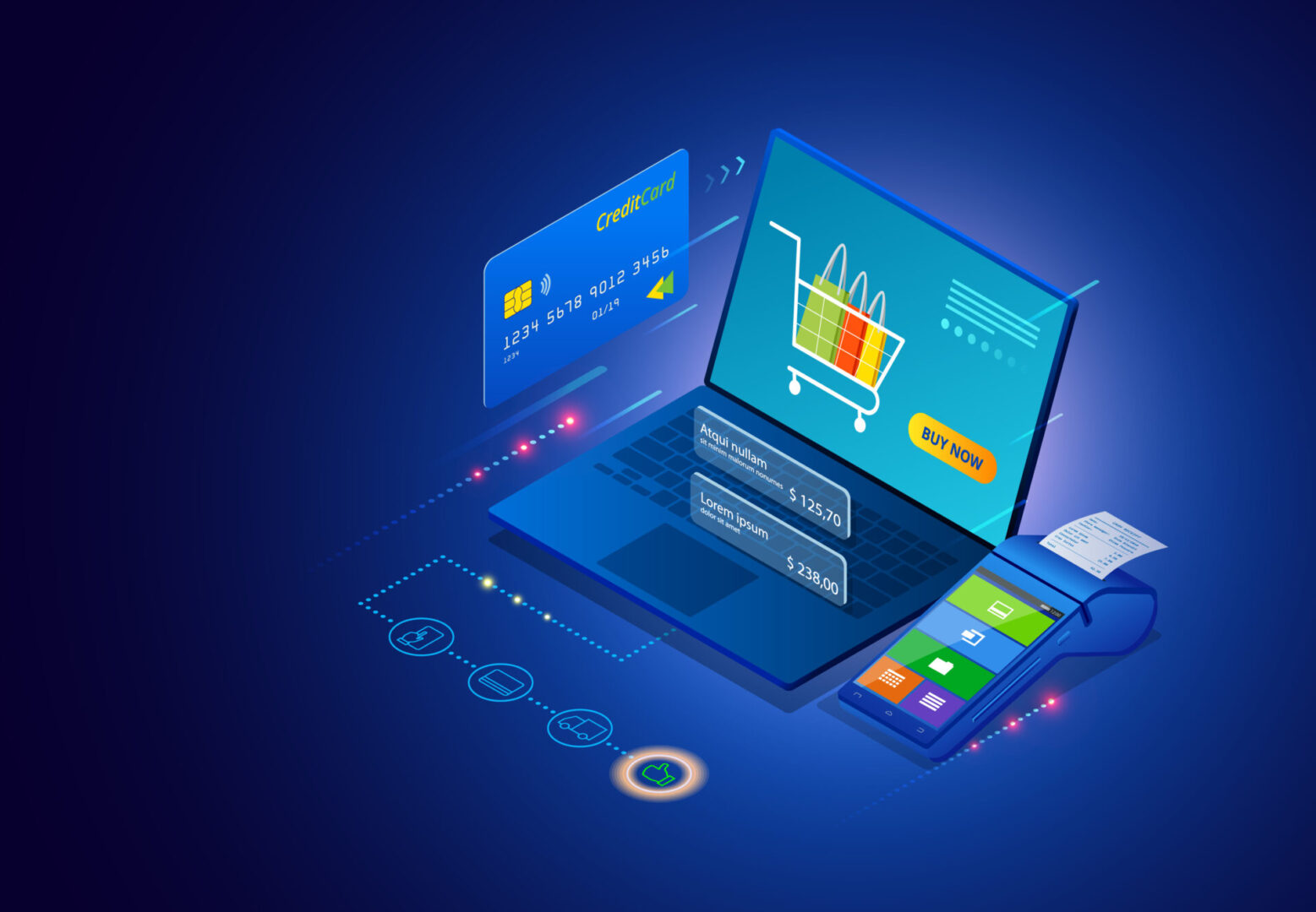 Online shopping, Sale, Consumerism and Online store. Isometric Smart smartphone online shopping template. Mobile marketing and e-commerce. Vector illustration